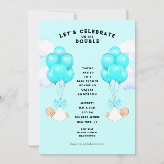 Invitation Baby shower Twins (Devant)