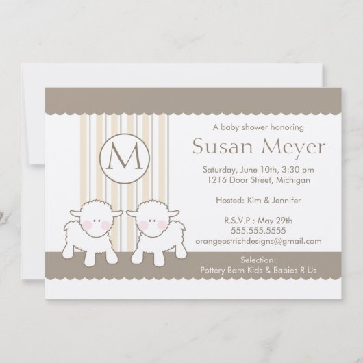 Invitation Baby shower - Twins (Devant)