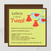 Invitation Baby shower Twins (Devant / Derrière)