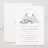 Invitation Baby shower Twins Automne Deux Petits Citrouilles (Devant / Derrière)