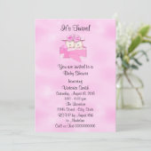 Invitation Baby shower Twins Baby Girl (Debout devant)