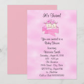 Invitation Baby shower Twins Baby Girl (Devant / Derrière)