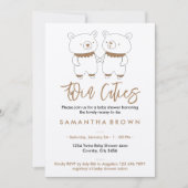 Invitation Baby shower Twins Bear beige (Devant)