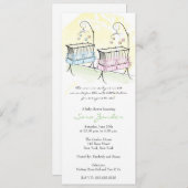 Invitation Baby shower Twins - Bébés (Devant / Derrière)