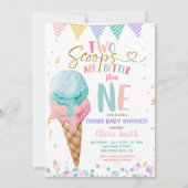 Invitation Baby shower Twins de crème glacée Scoop (Devant)