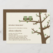 Invitation Baby shower Twins de Dotty Owls (Devant / Derrière)