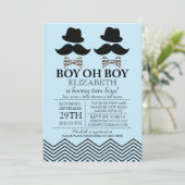 Invitation Baby shower TWINS de Little Man Mustache (Debout devant)
