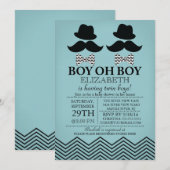 Invitation Baby shower TWINS de Little Man Mustache (Devant / Derrière)