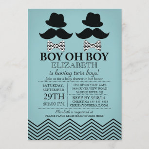Invitation Baby shower TWINS de Little Man Mustache