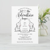 Invitation Baby shower Twins Elephants (Debout devant)