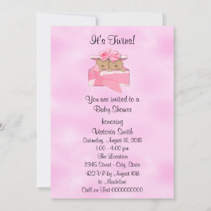 Invitation Baby shower Twins Ethnic Baby Girl