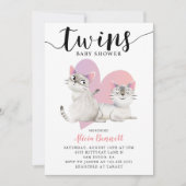 Invitation Baby shower Twins Kitten Kitty Cats (Devant)