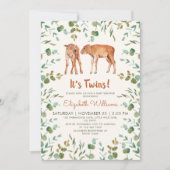 Invitation Baby shower Twins mignon Baby Bison (Devant)