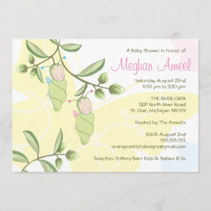 Invitation Baby shower Twins - Papillons