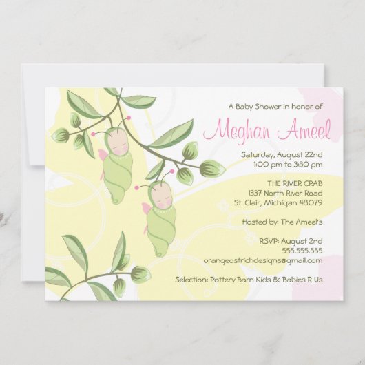 Invitation Baby shower Twins - Papillons (Devant)