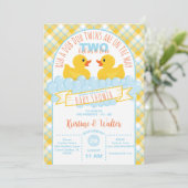 Invitation Baby shower Twins Rubber Duck - Genre (Debout devant)