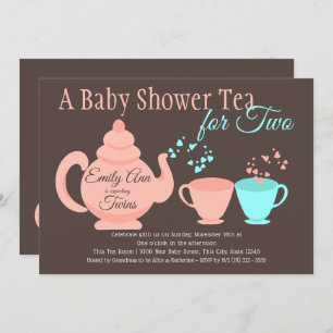 Invitation Baby shower Twins Tea Party