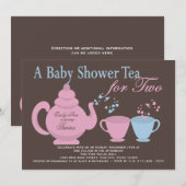 Invitation Baby shower Twins Tea Party (Devant / Derrière)