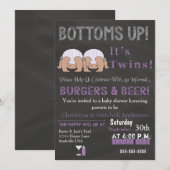 Invitation Baby shower Twins Up (Devant / Derrière)