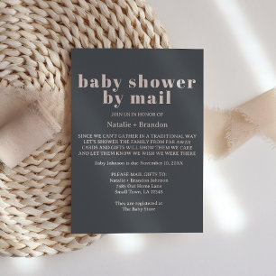 Invitation Baby Shower Typographie Bohème Gris Ros