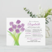 Invitation Baby shower typographique moderne de tulipe violet (Debout devant)