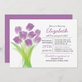 Invitation Baby shower typographique moderne de tulipe violet (Devant / Derrière)