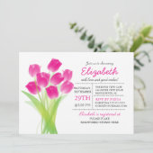 Invitation Baby shower typographique moderne Tulipe rose (Debout devant)