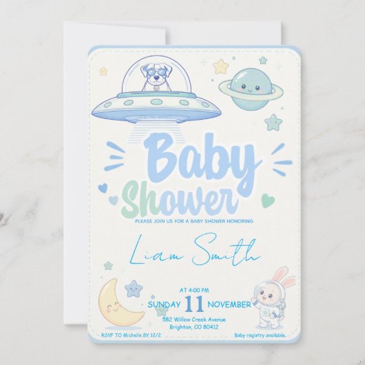 Invitation Baby Shower -UFO Pets- (Devant)