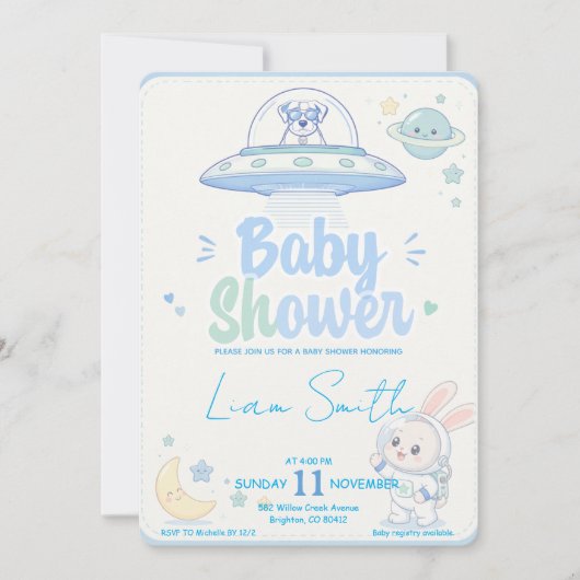 Invitation Baby Shower -UFO Pets- (Devant)