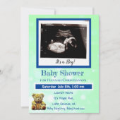 Invitation Baby shower Ultrasound pour bébé vert et bleu (Devant)