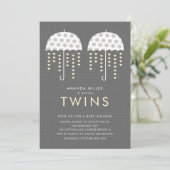 Invitation Baby shower Umbrella TWINS (Debout devant)