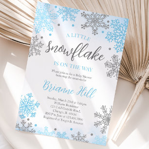 Invitation Baby Shower "Un Petit Flocon de Neige" Bleu