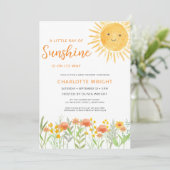 Invitation Baby Shower Un Petit Rayon De Soleil (Debout devant)