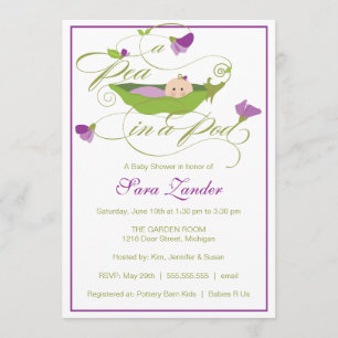Invitation Baby shower - Un pois dans un morceau