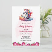 Invitation Baby shower Unicorn (Debout devant)