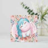 Invitation Baby shower Unicorn (Debout devant)