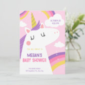 Invitation Baby shower Unicorn (Debout devant)