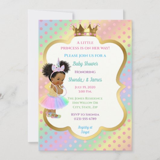 Invitation Baby shower Unicorn (Devant)