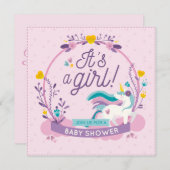 Invitation Baby shower Unicorn (Devant / Derrière)