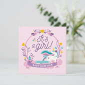 Invitation Baby shower Unicorn (Debout devant)