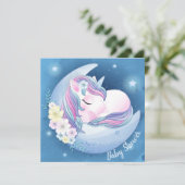 Invitation Baby shower Unicorn (Debout devant)