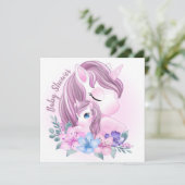 Invitation Baby shower Unicorn (Debout devant)