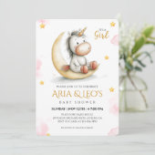 Invitation Baby shower Unicorn (Debout devant)