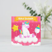 Invitation Baby shower Unicorn (Debout devant)