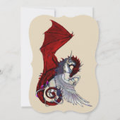 Invitation Baby shower Unicorn Dragon rouge (Dos)