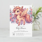Invitation Baby shower Unicorn Majestic Enchanted (Debout devant)