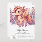 Invitation Baby shower Unicorn Majestic Enchanted (Devant / Derrière)