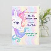 Invitation Baby shower Unicorn modifiable (Debout devant)