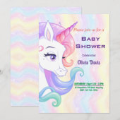 Invitation Baby shower Unicorn modifiable (Devant / Derrière)