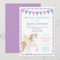 Invitation Baby shower Unicorn Neutre hommes